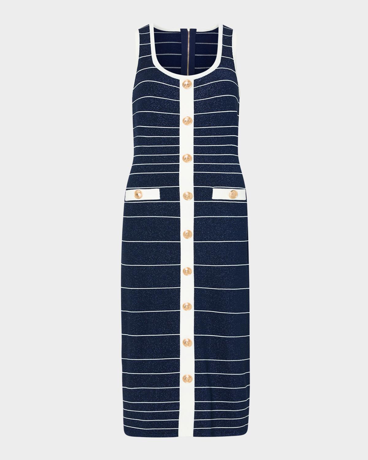 Milly Mari Striped Shimmer Knit Bodycon Midi Dress