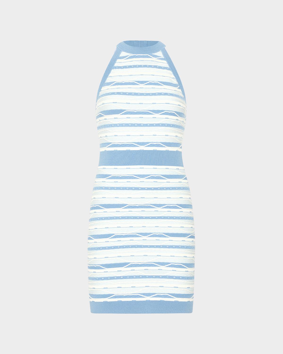 Milly Sadie Striped Knit Halter Mini Dress