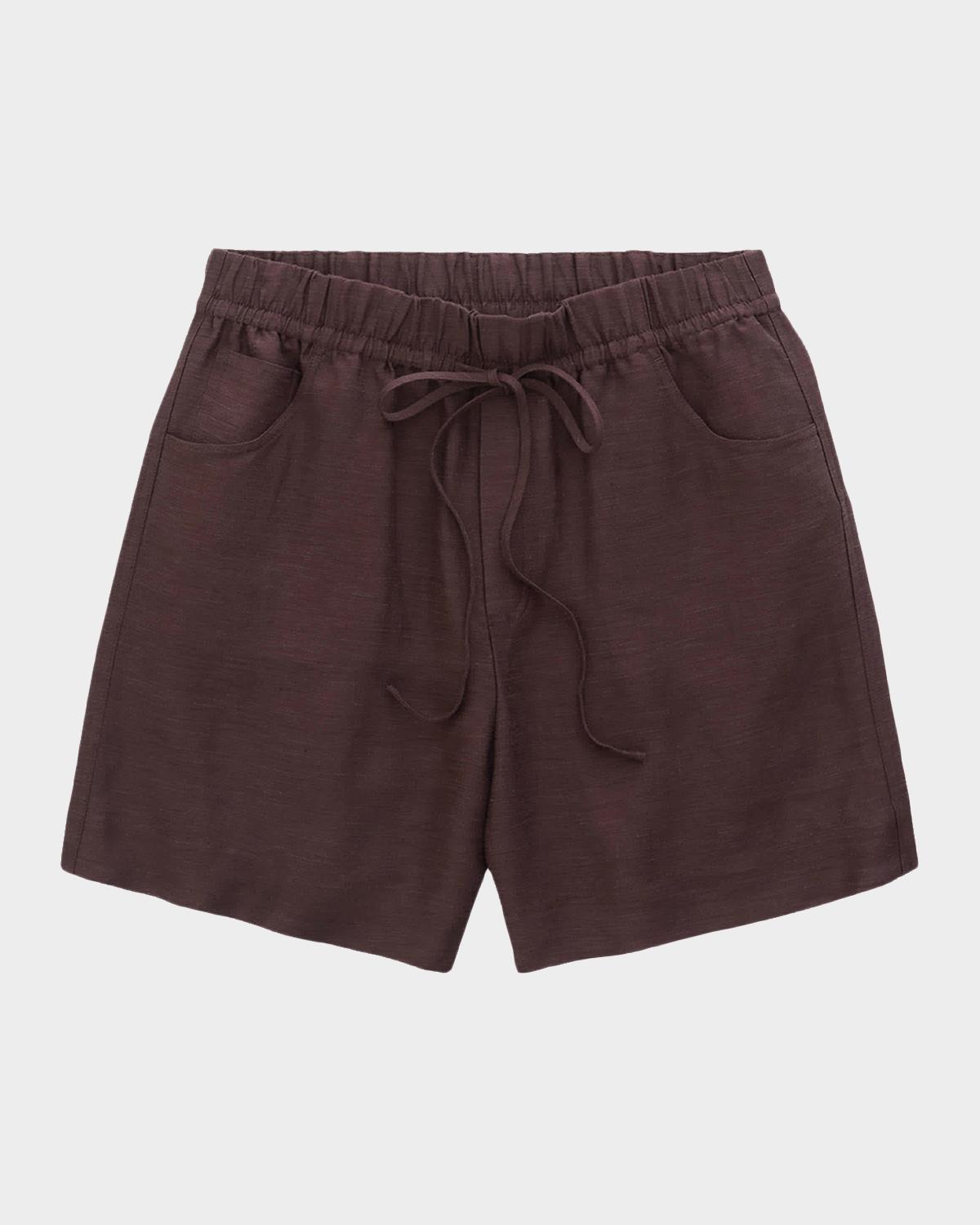 Linen-Blend Drawstring Shorts