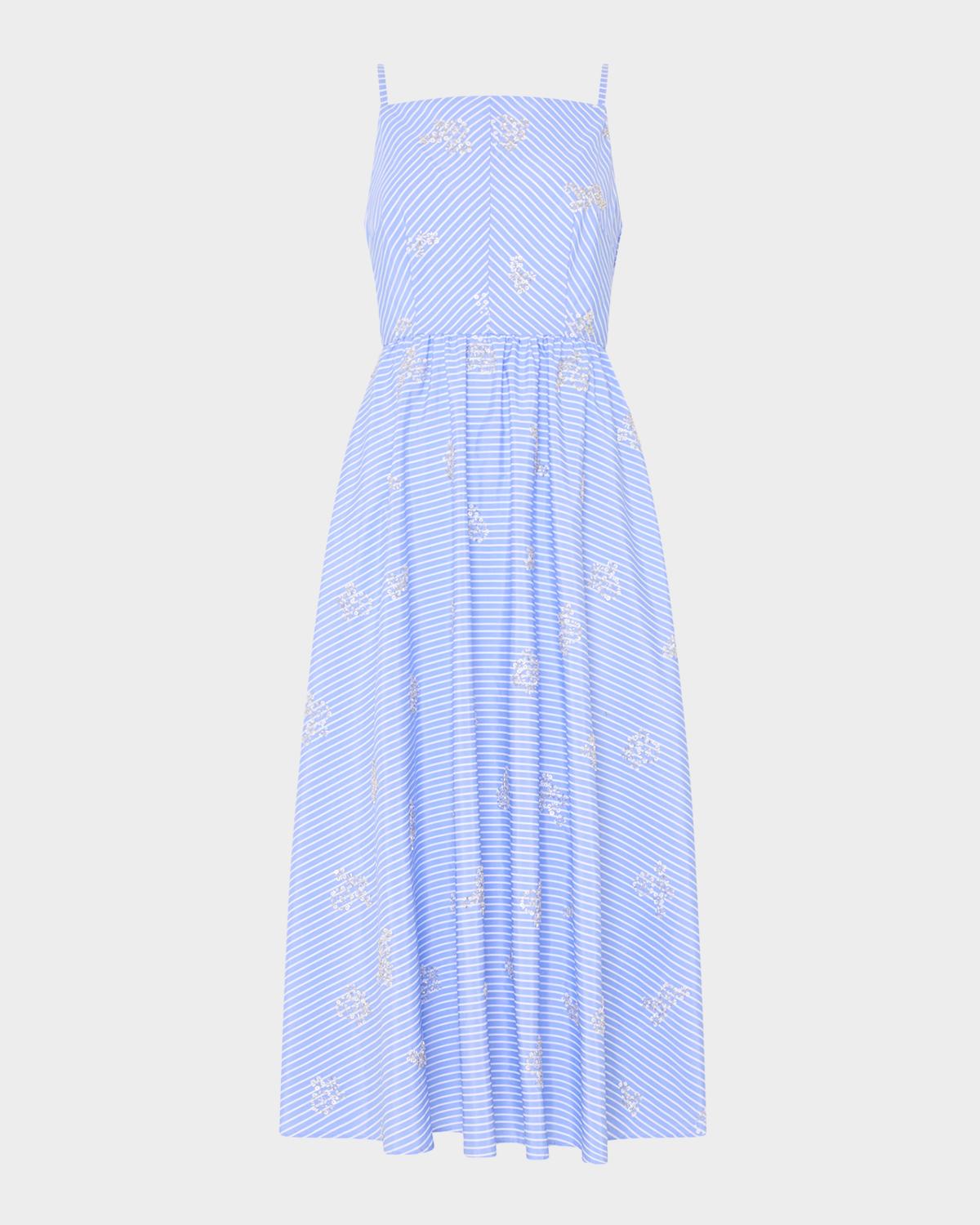 Milly Emily Beaded Striped Midi Dress