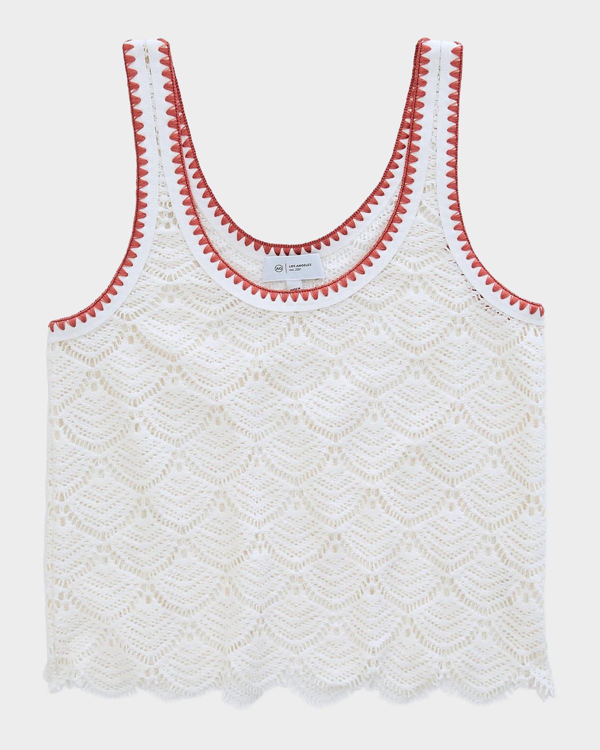 AG Jeans Bianca Scalloped Cotton Crochet Tank