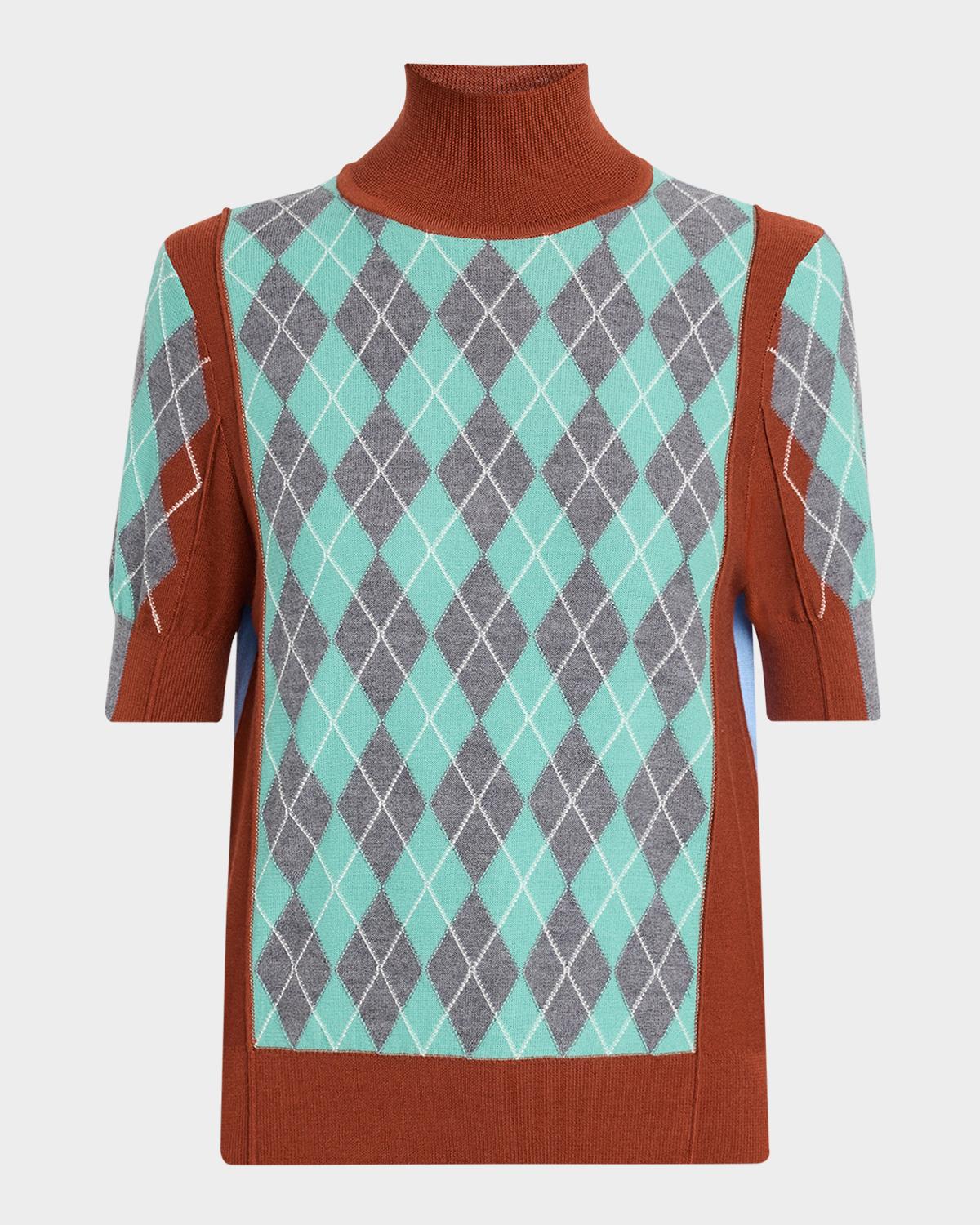 ZANKOV Melani Argyle Turtleneck Top