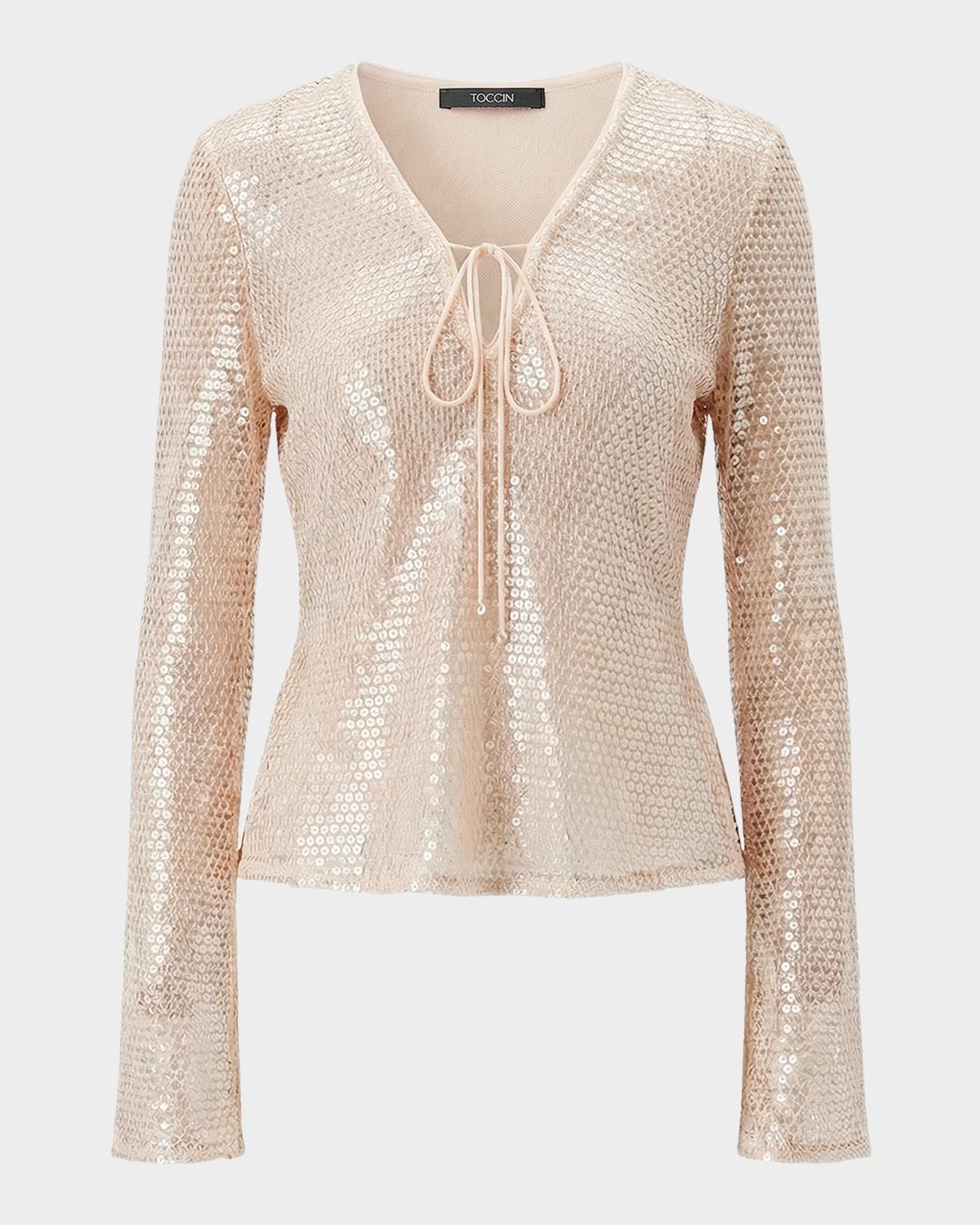 Toccin Zuri Sequined V-Neck Top