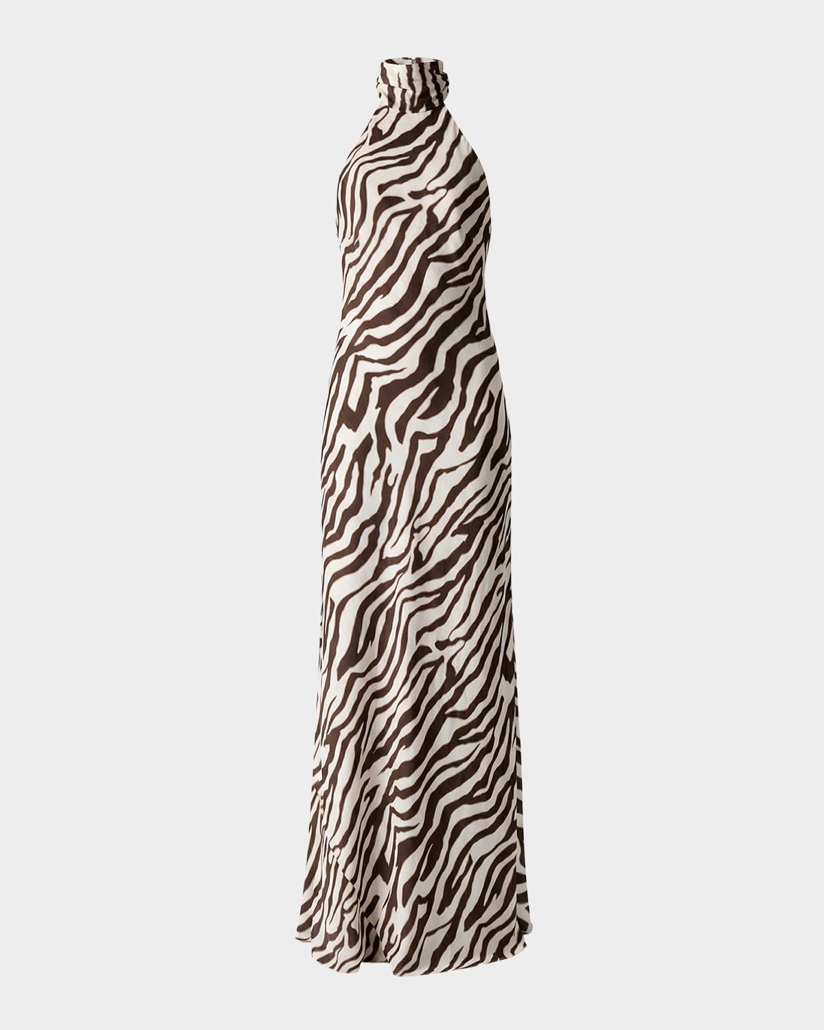 Toccin Alina Zebra Halter Backless Gown