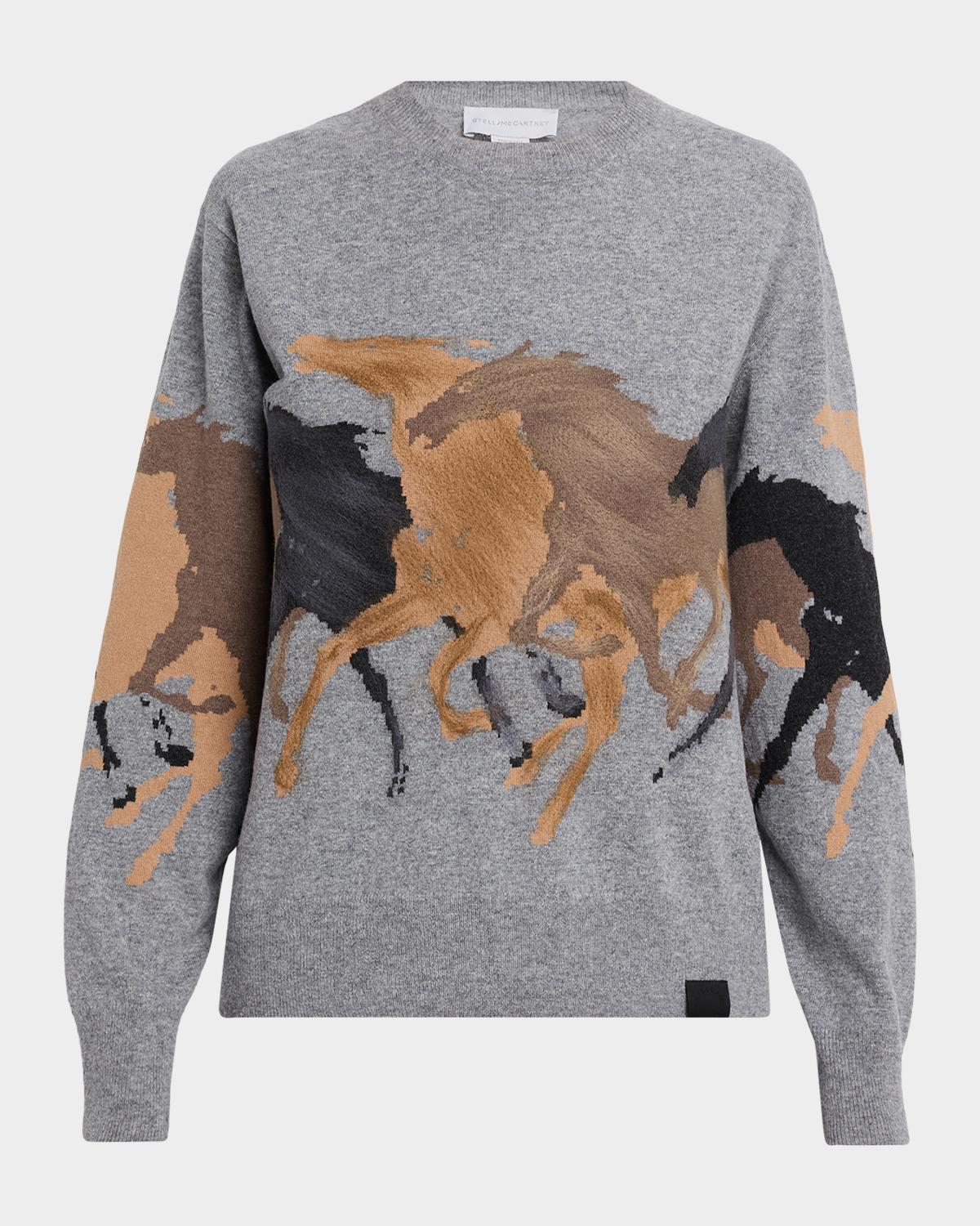 Stella McCartney Racing Horses Crewneck Sweater