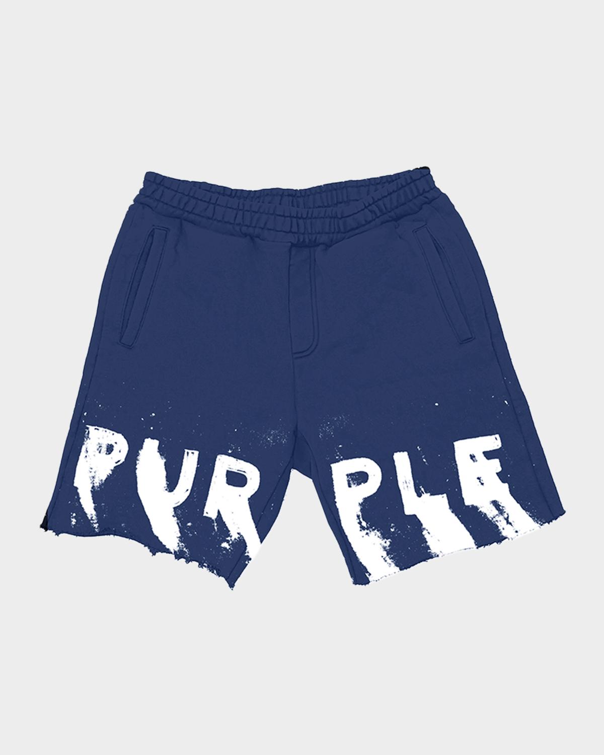 PURPLE Men's Cotton Fleece Smudge-Logo Shorts