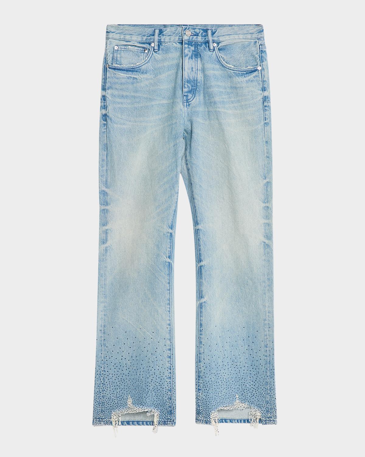 PURPLE Embellished Washed-Denim Bootcut Jeans
