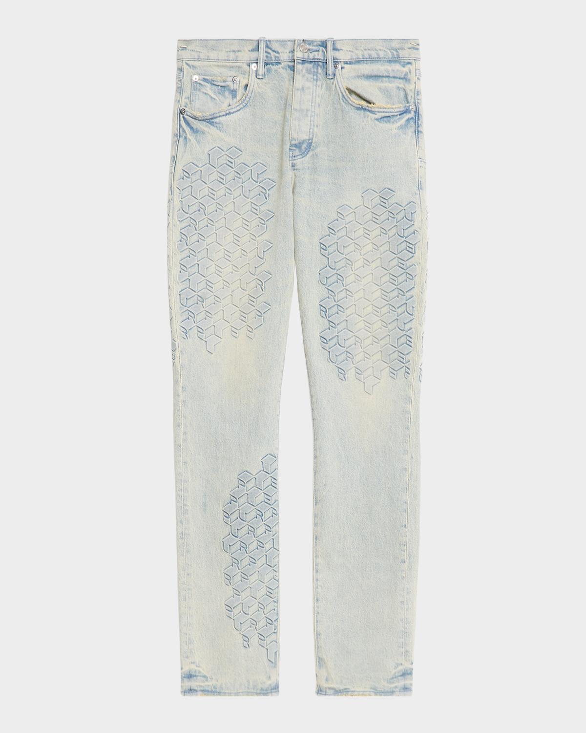PURPLE Monogram Embossed Slim Straight Jeans
