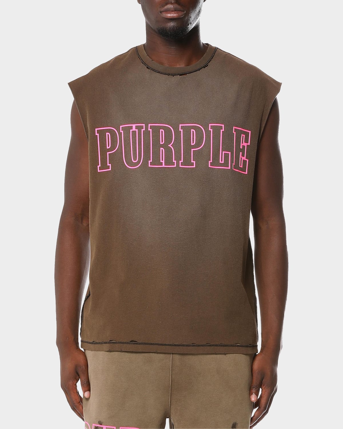 Purple Men & Apos;s Logo Textured Jersey Tank In Black