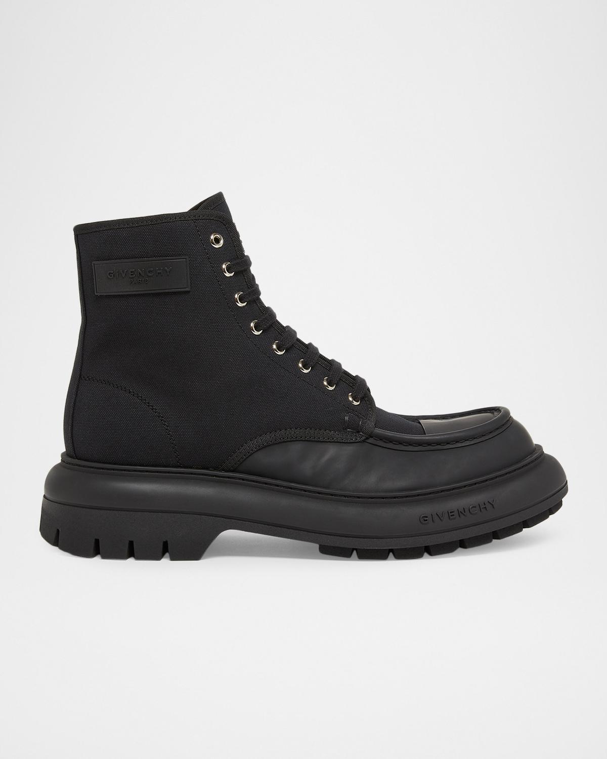 Givenchy Men's New Outdoor Canvas and Leather Lace-Up Boots