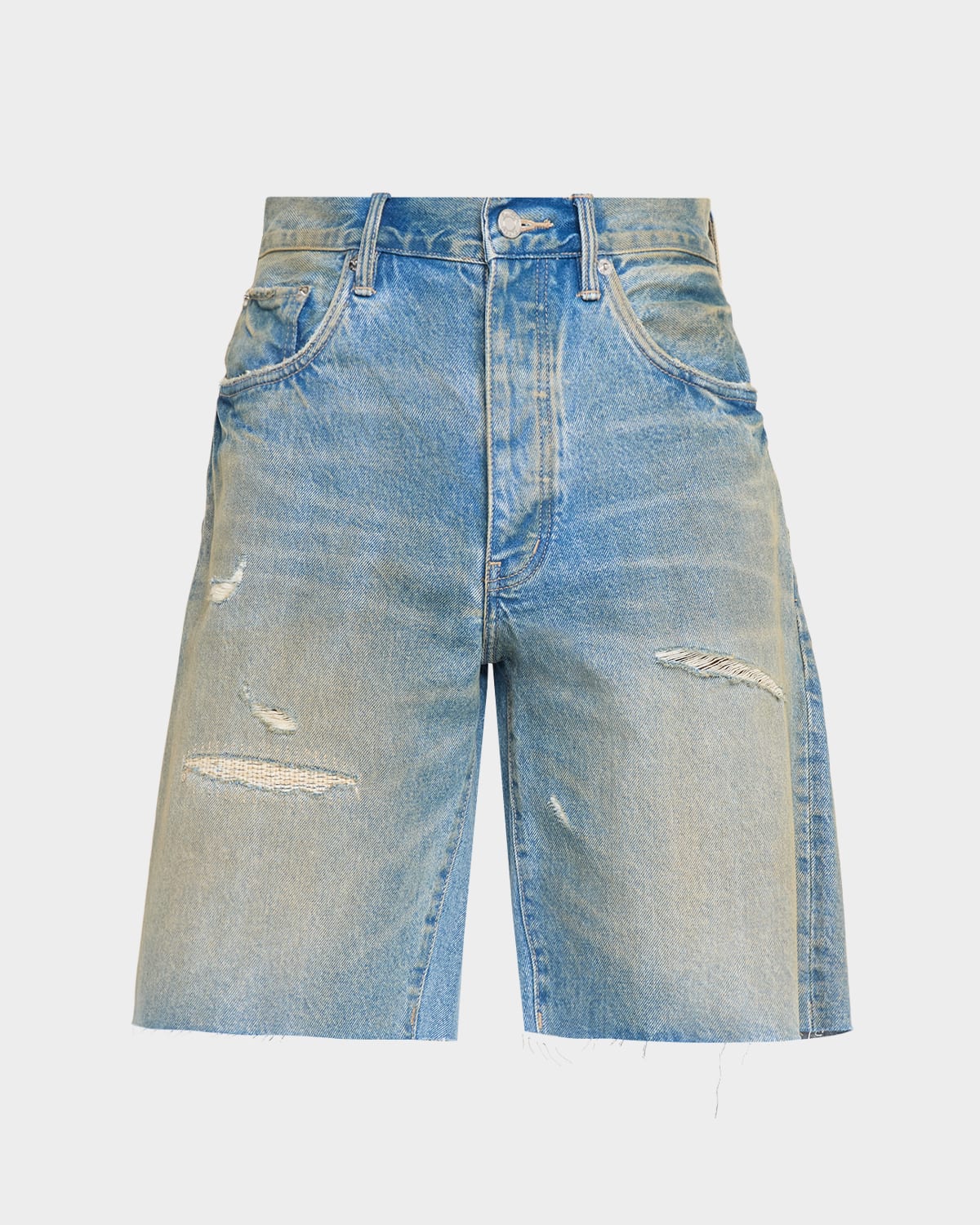 Purple Men & Apos;s Distressed Denim Shorts In Blue