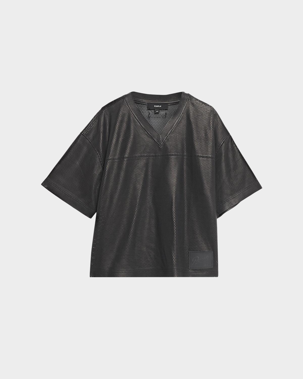PURPLE Men's Leather Mesh T-Shirt