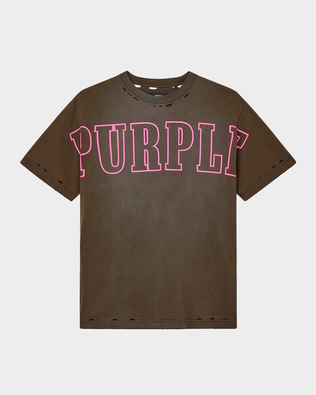 Purple Men & Apos;s Logo Outline Distressed Jersey T-shirt In Black