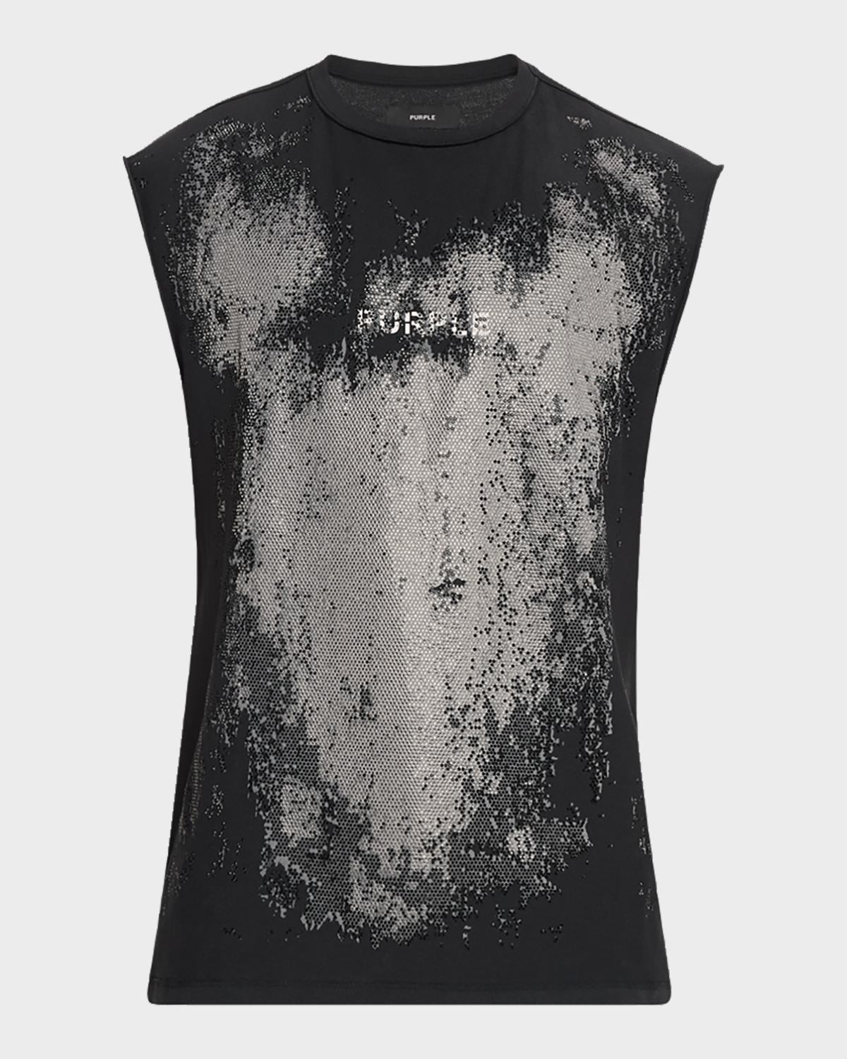 PURPLE Men's Logo Abstract Cotton Sleeveless T-Shirt