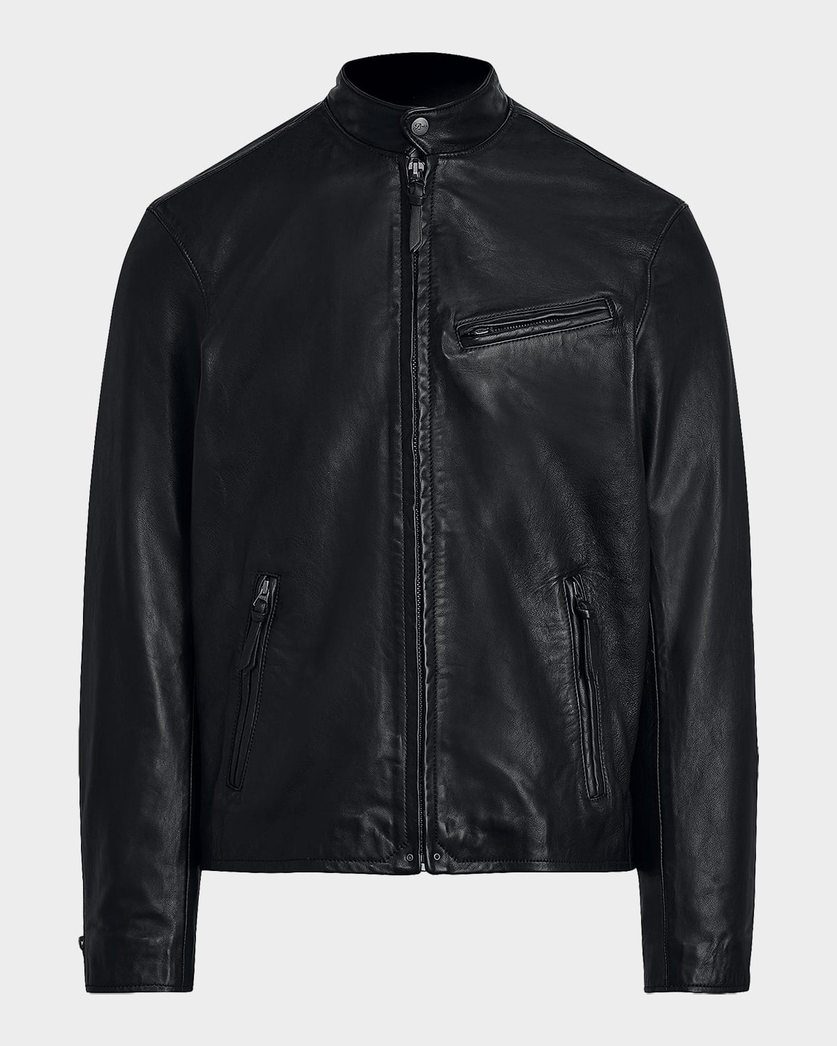 Polo Ralph Lauren Café Leather Racer Jacket In Polo Black