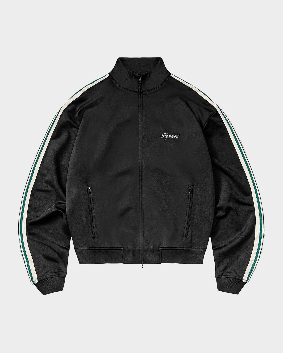 Represent Mens Jet Black Embroidered-logo Striped-taped Woven Track Jacket In Black