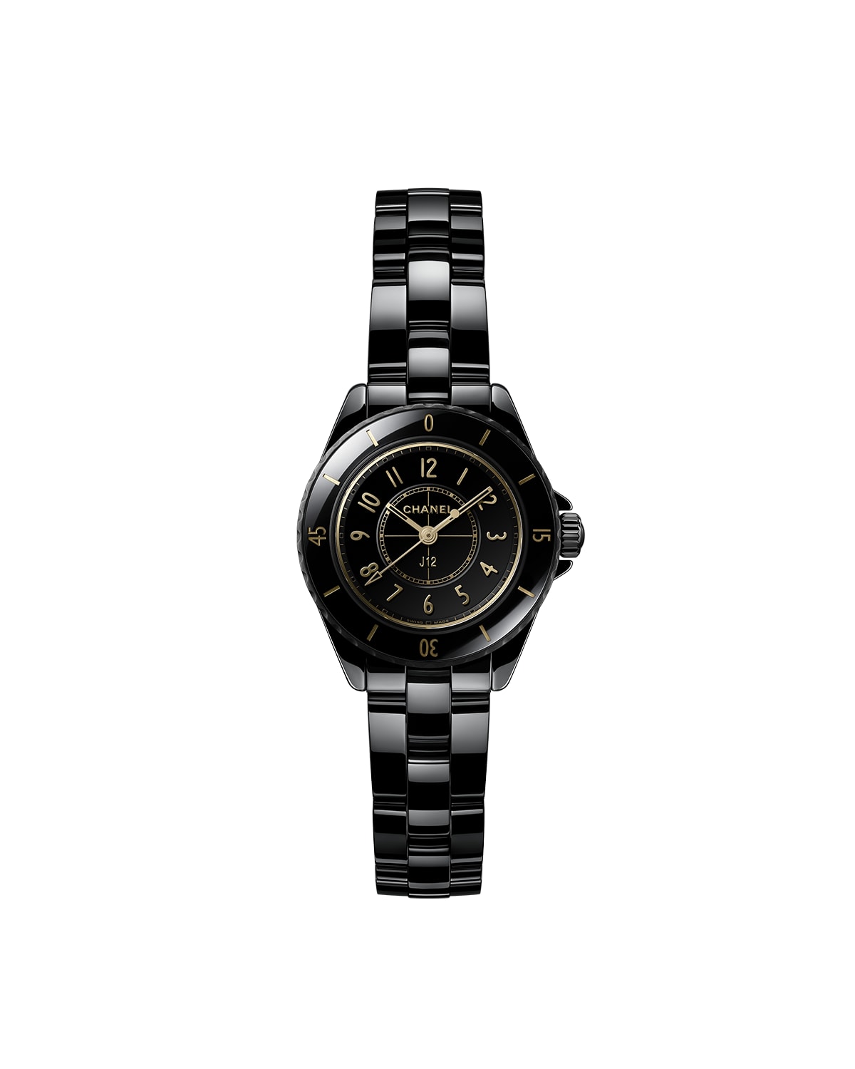 CHANEL J12 GOLDEN BLACK WATCH, 28 MM