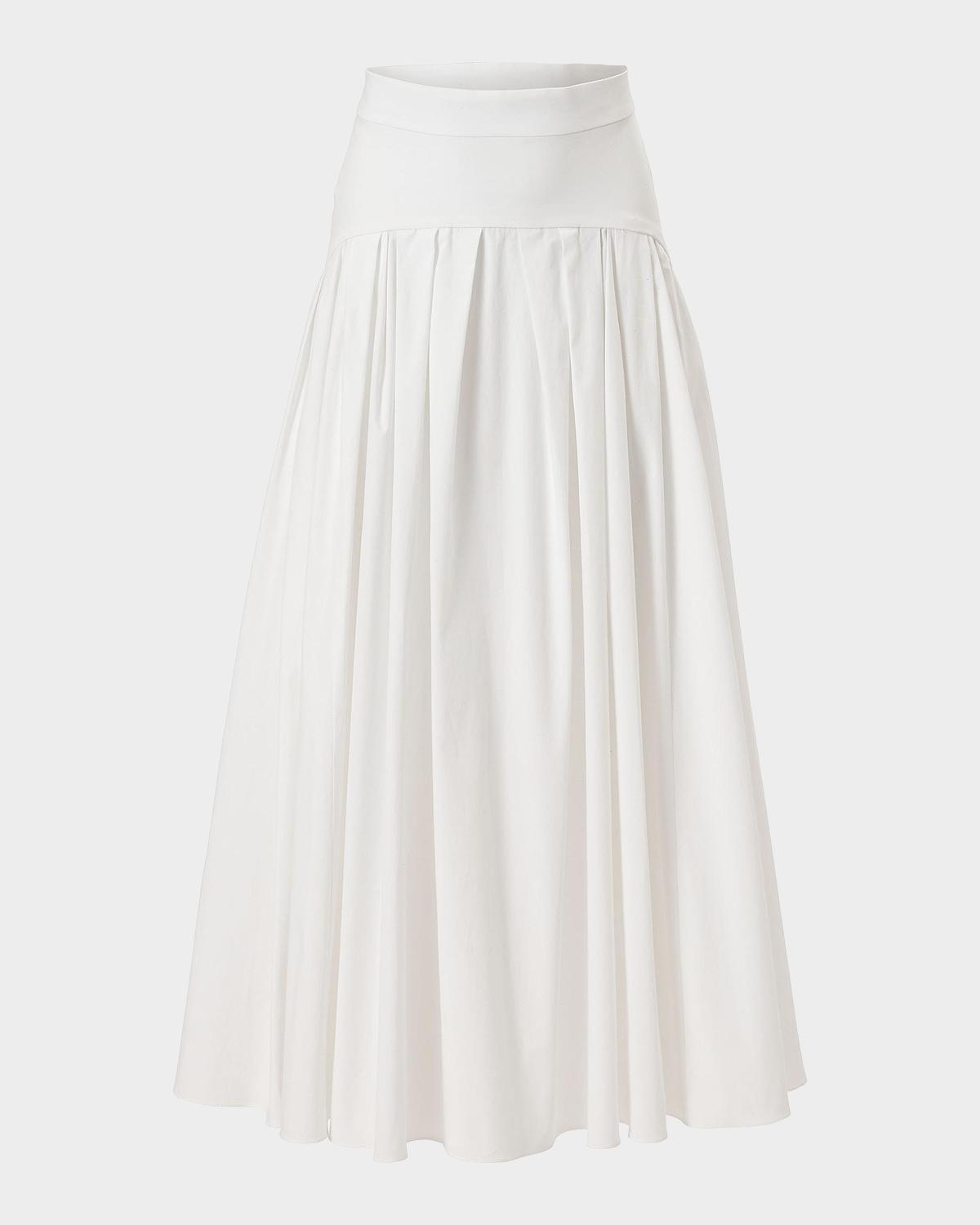 Carolina Herrera Drop-Waist Pleated Midi Skirt