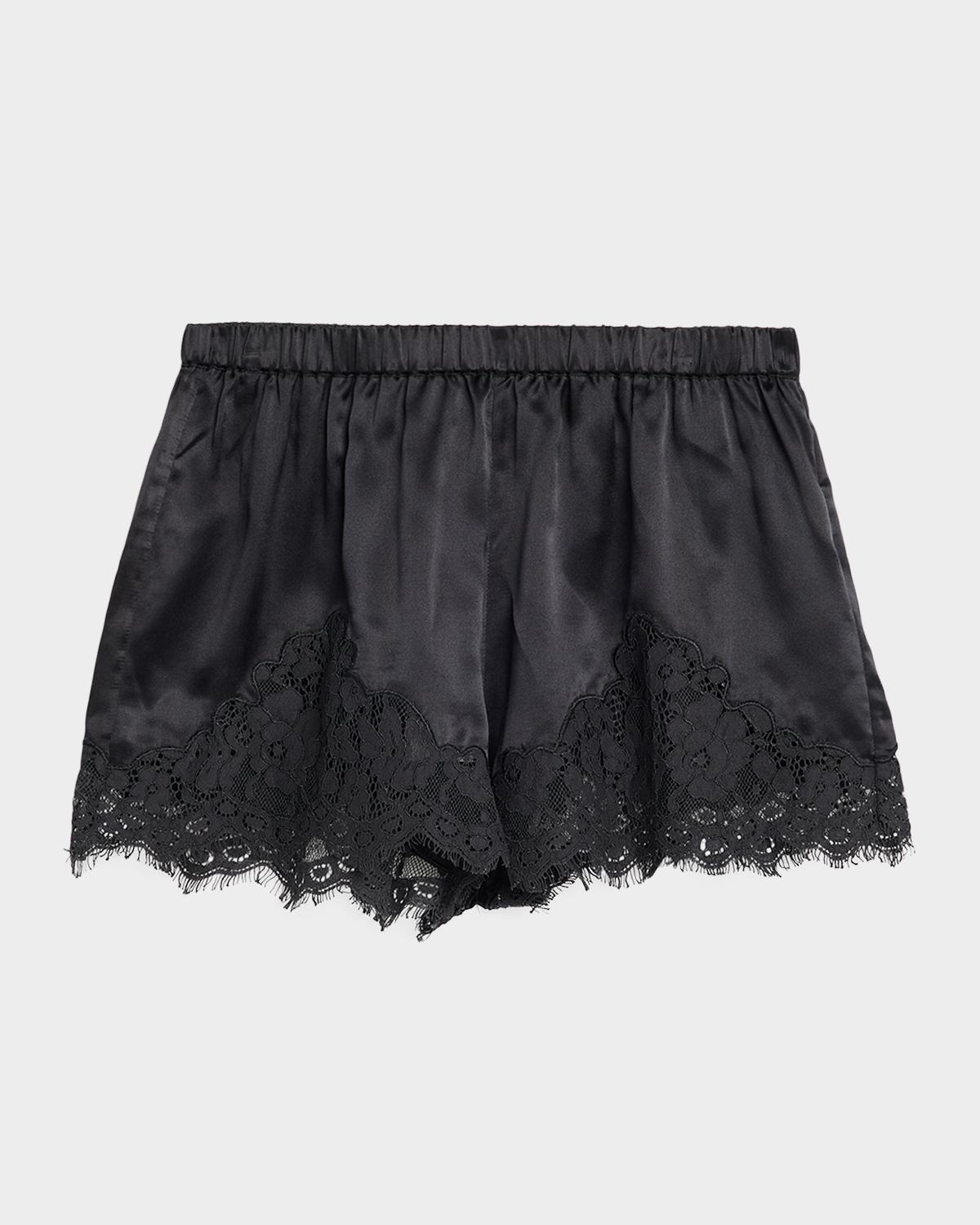 RE/DONE Jennie Lace-Trim Satin Shorts
