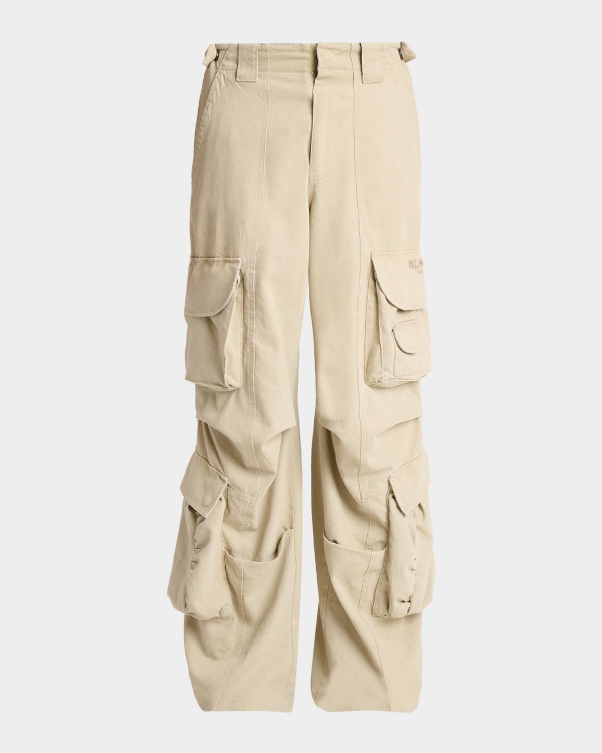 Men & apos;s Washed Cotton Loose-Fit Cargo Pants