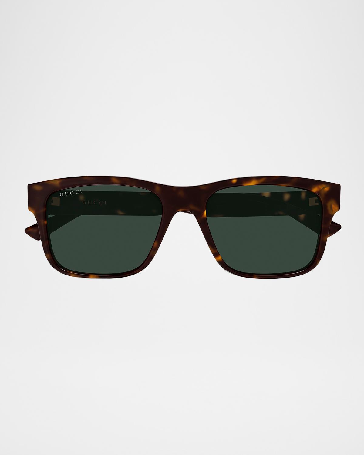 Gucci Men's Gg2085S Vertical Web Square Injection Sunglasses