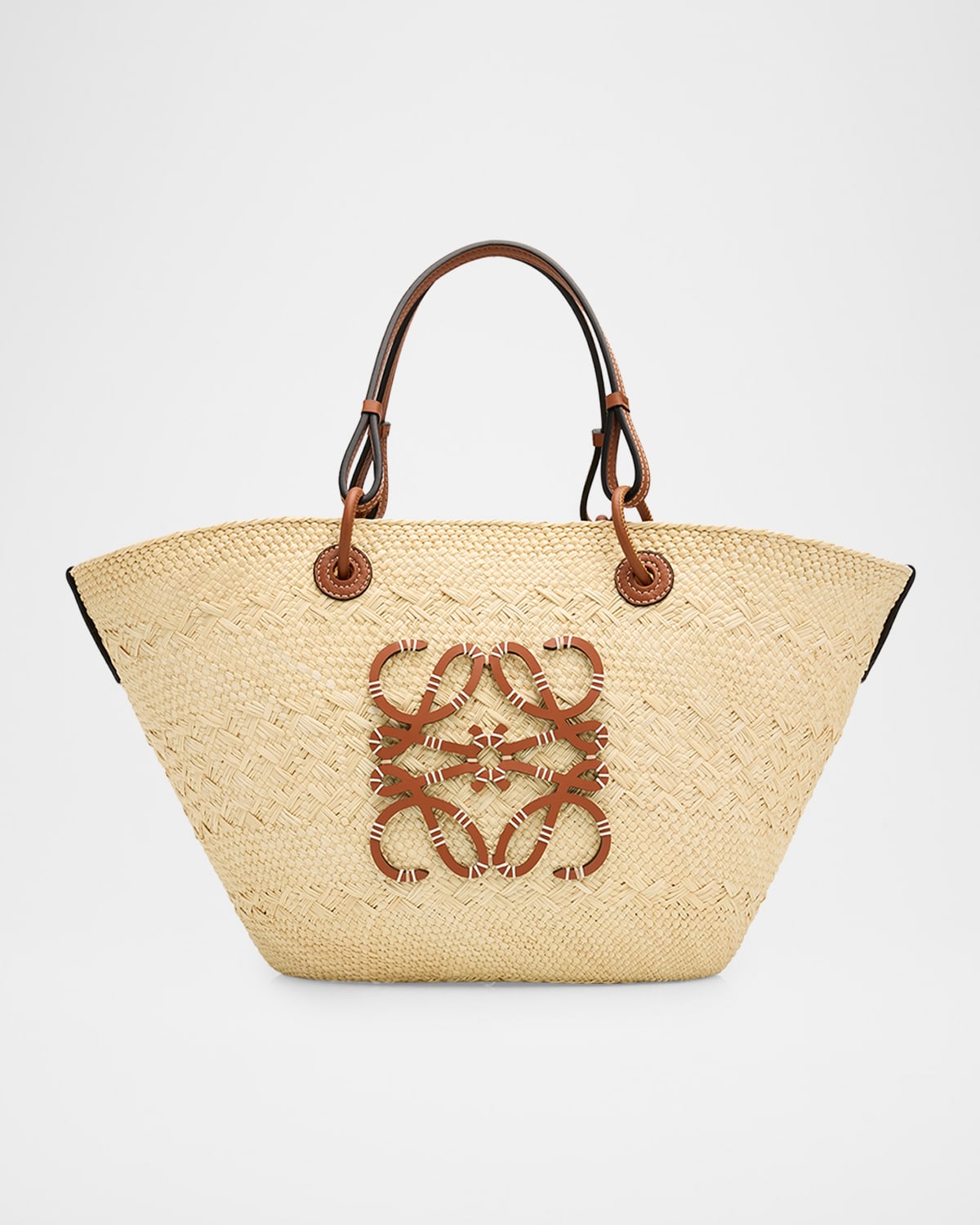 Anagram Woven Palm Leaf Basket Tote Bag