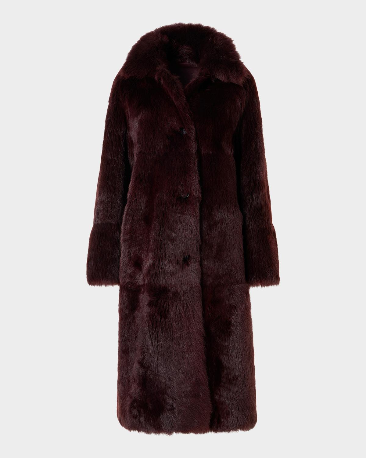 Akris Lamb Shearling Reversible Long Coat