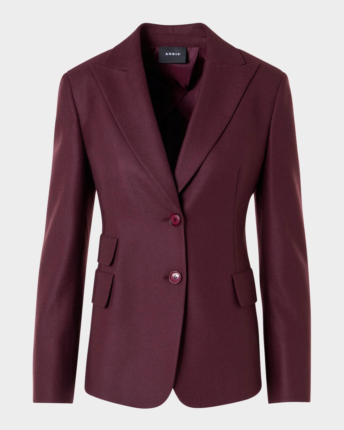 Akris Wool Stretch Fitted Sport Jacket In Merlot Red