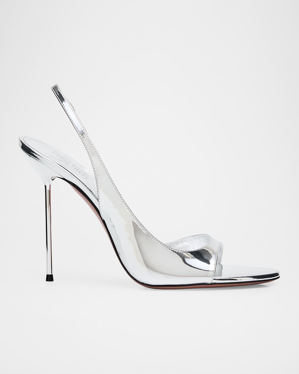 Paris Texas Lidia Metallic Leather Stiletto Slingback Sandals