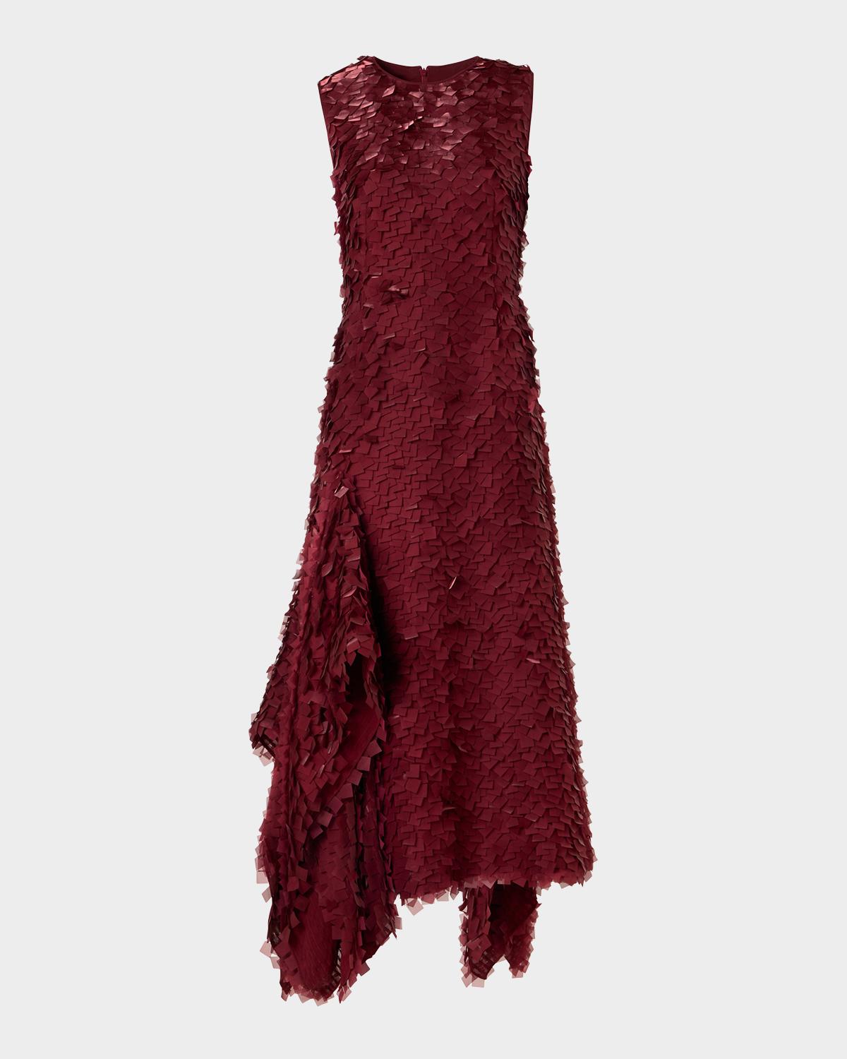 Akris Geometric Layered Midi Dress In Merlot Red