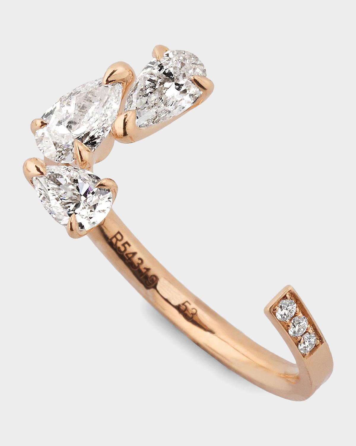 Serti Sur Vide 18K Rose Gold & 0.82 TCW Diamond Cuff Ring