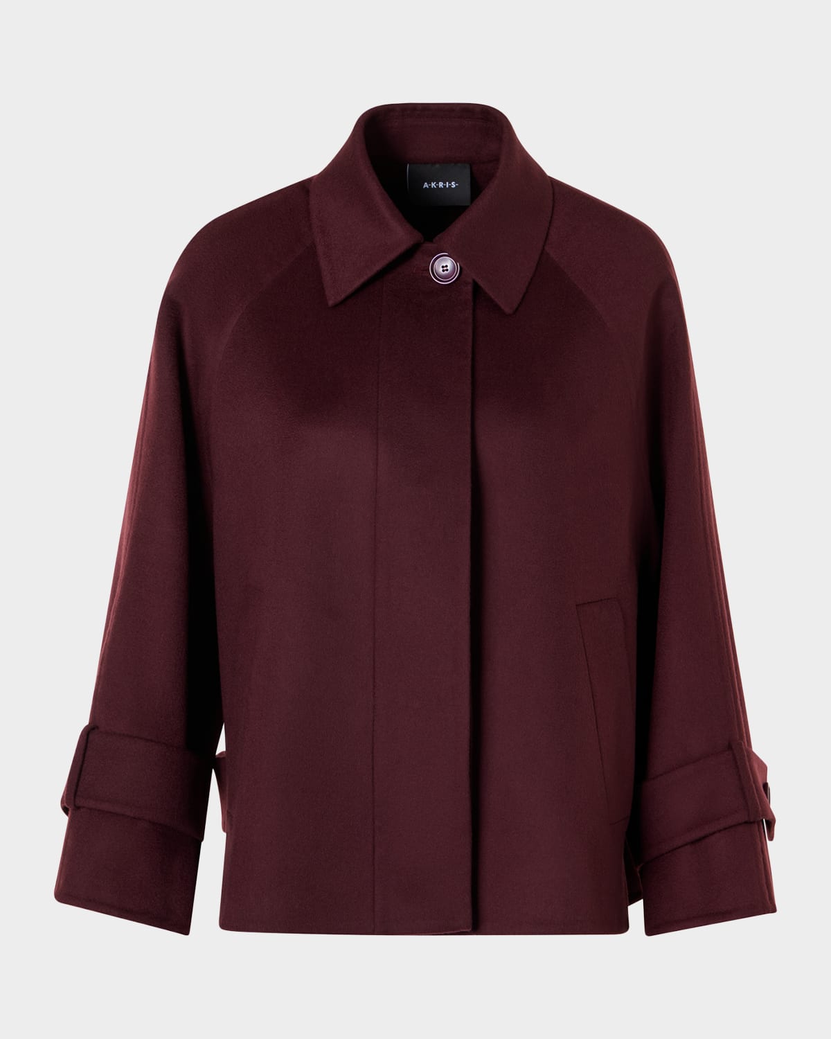 Akris Alisa Cashmere Buttoned Jacket In Merlot Red