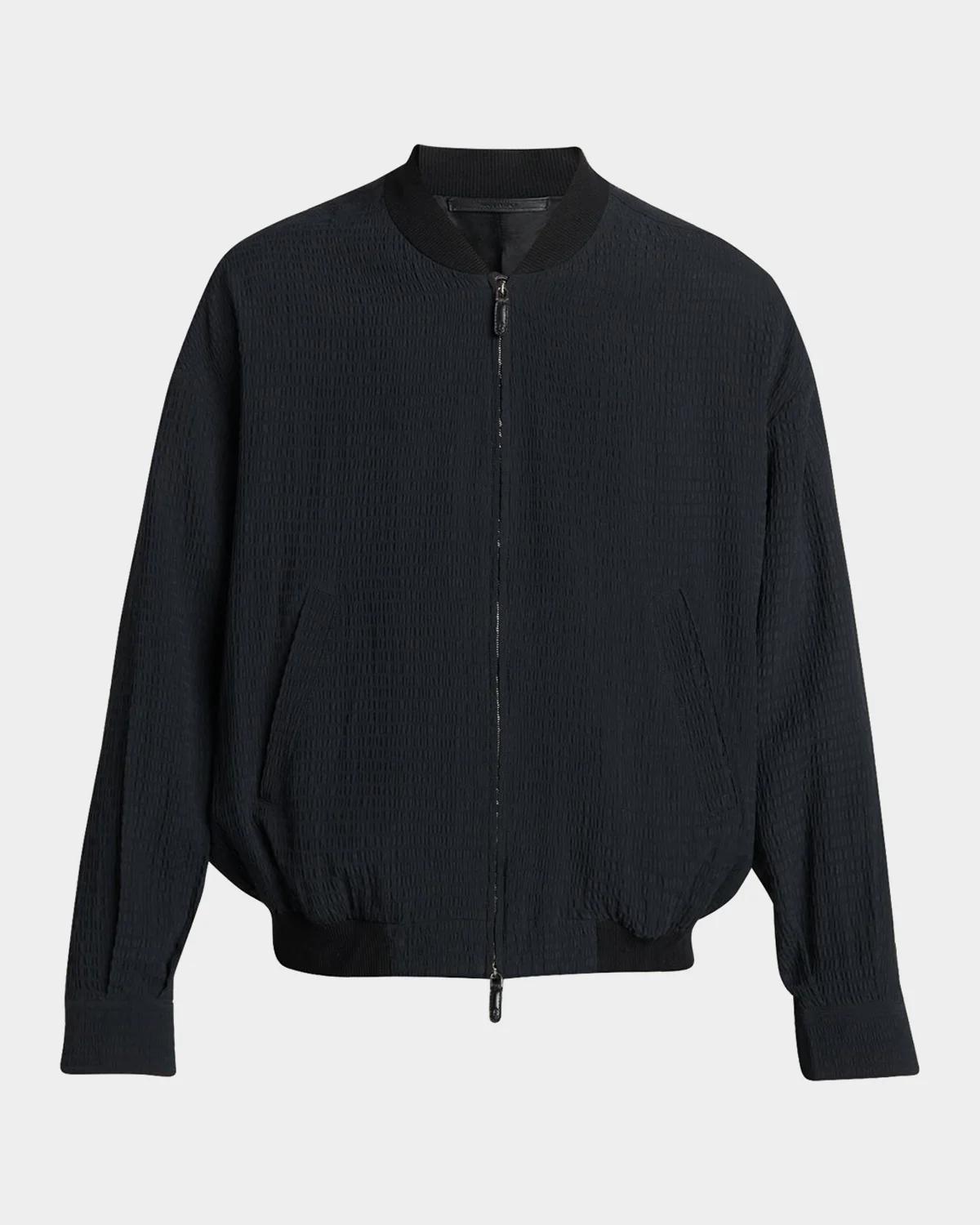 Giorgio Armani Men's Seersucker Full-Zip Bomber Jacket