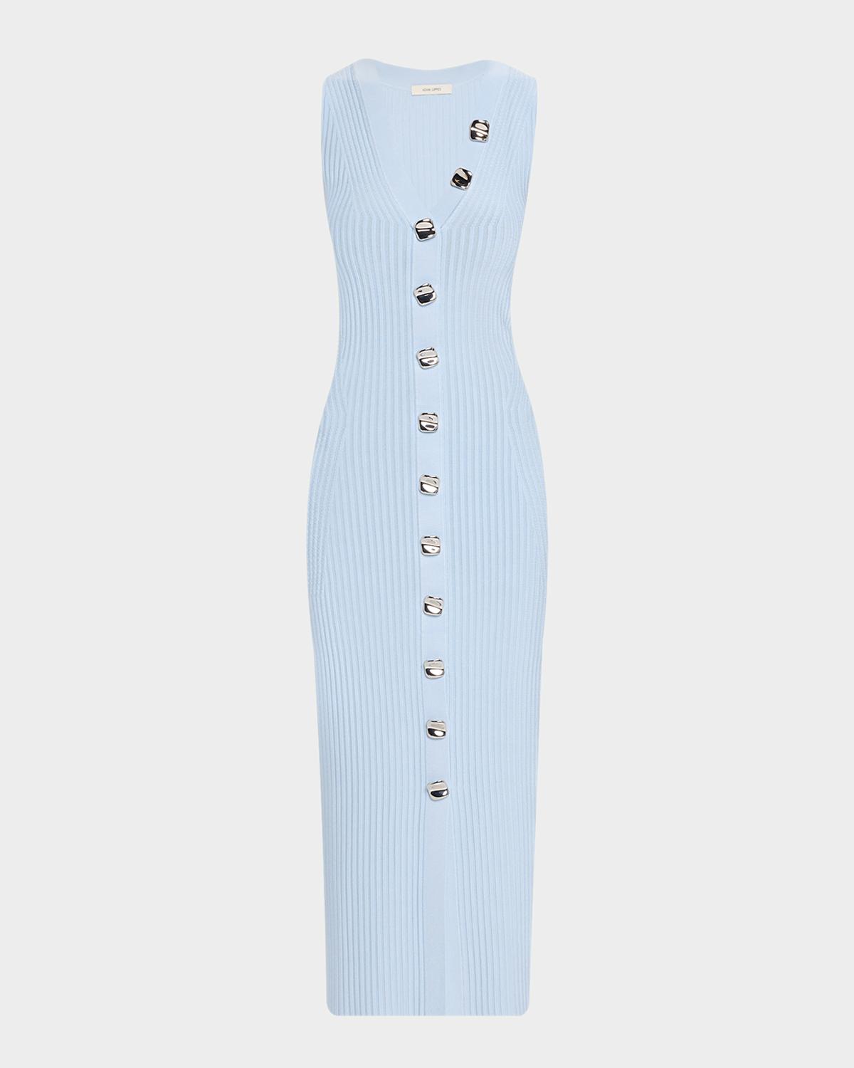 Adam Lippes Eliza Sleeveless Button-Front Rib Midi Dress