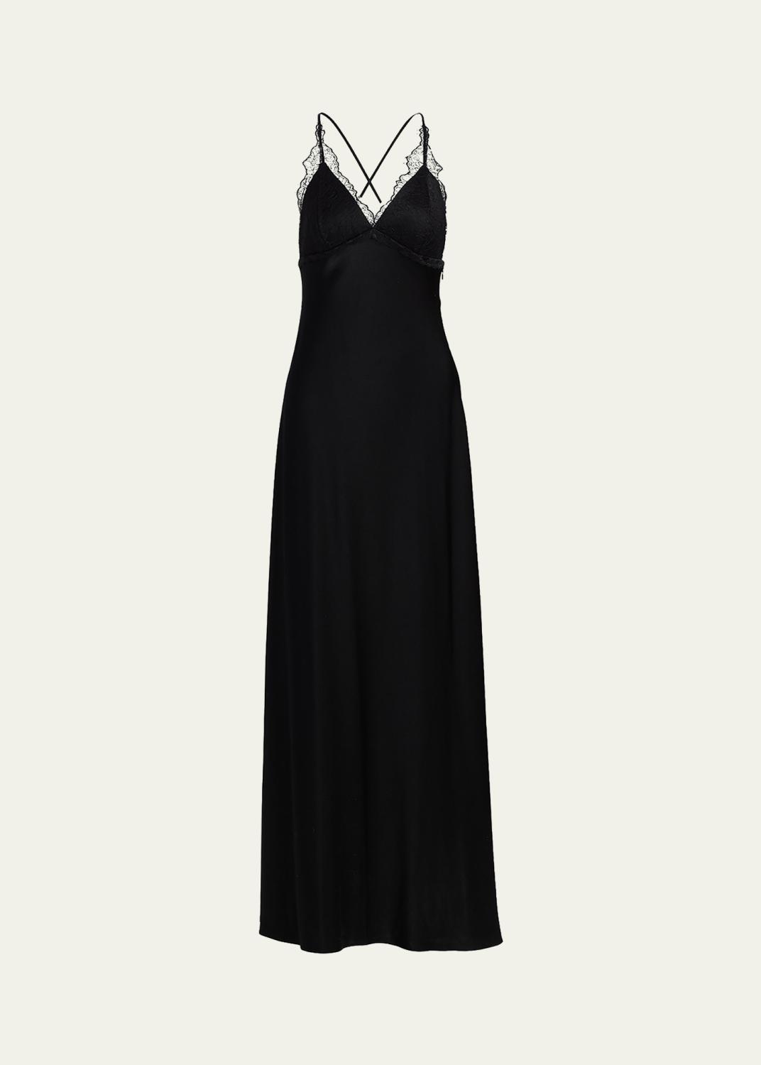 Kobi Halperin Evin Lace-Trim Satin Maxi Dress