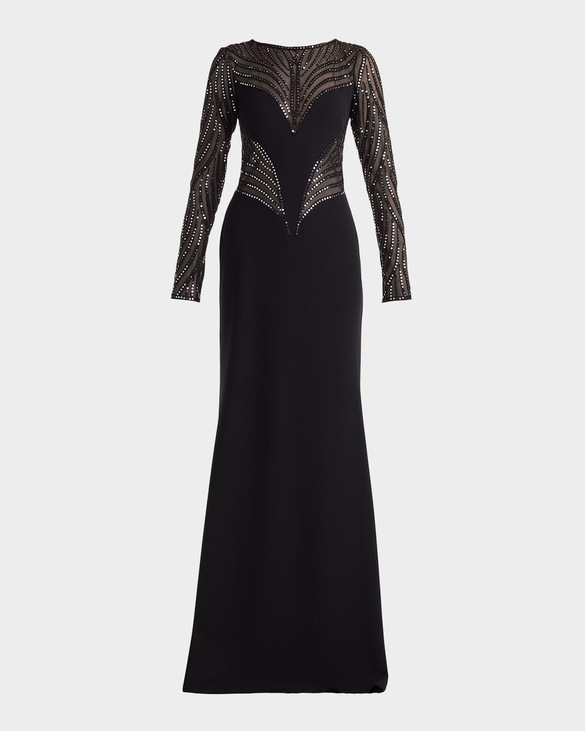 Tadashi Shoji Sequin Illusion Column Gown