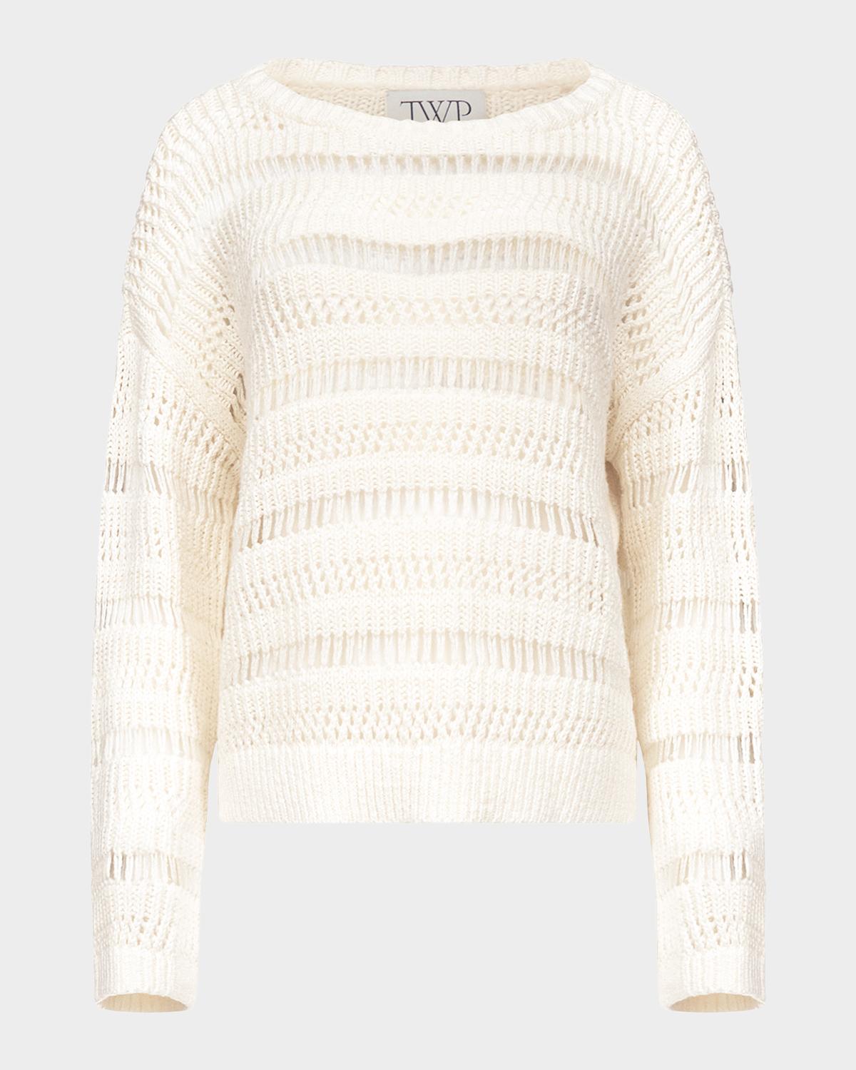 TWP Wide-Neck Open Stitch Sweater