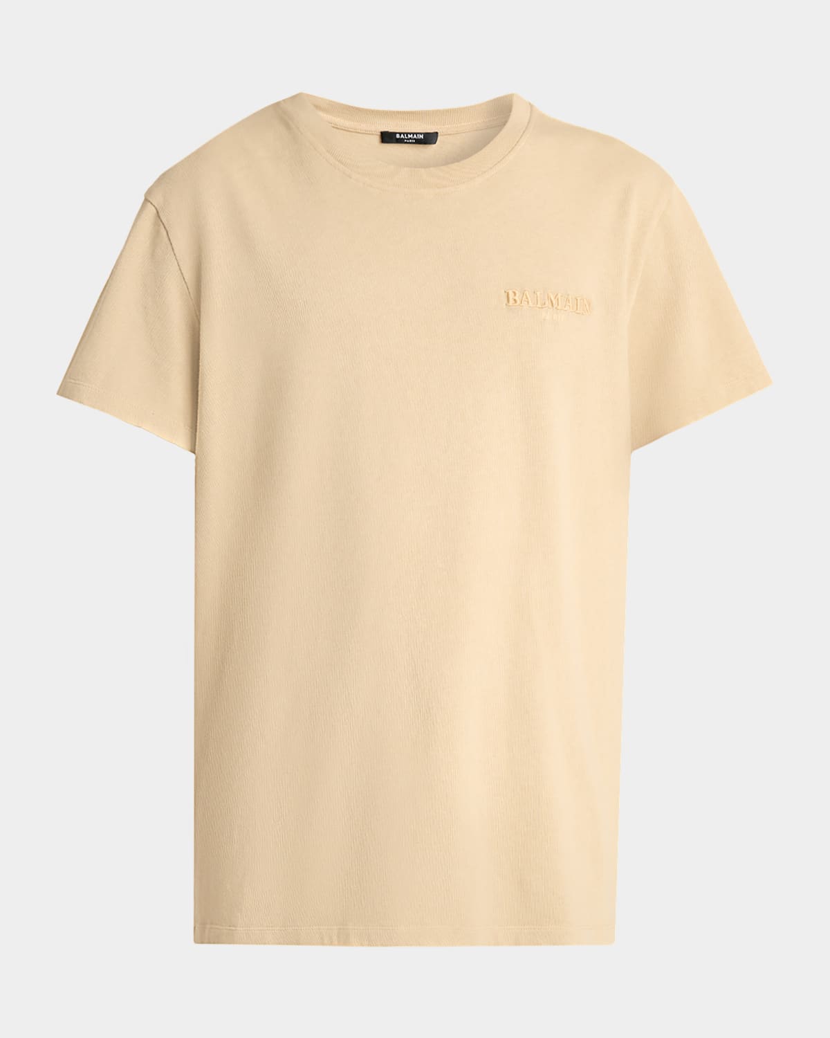 Balmain Logo Cotton Crewneck T-shirt In Brown