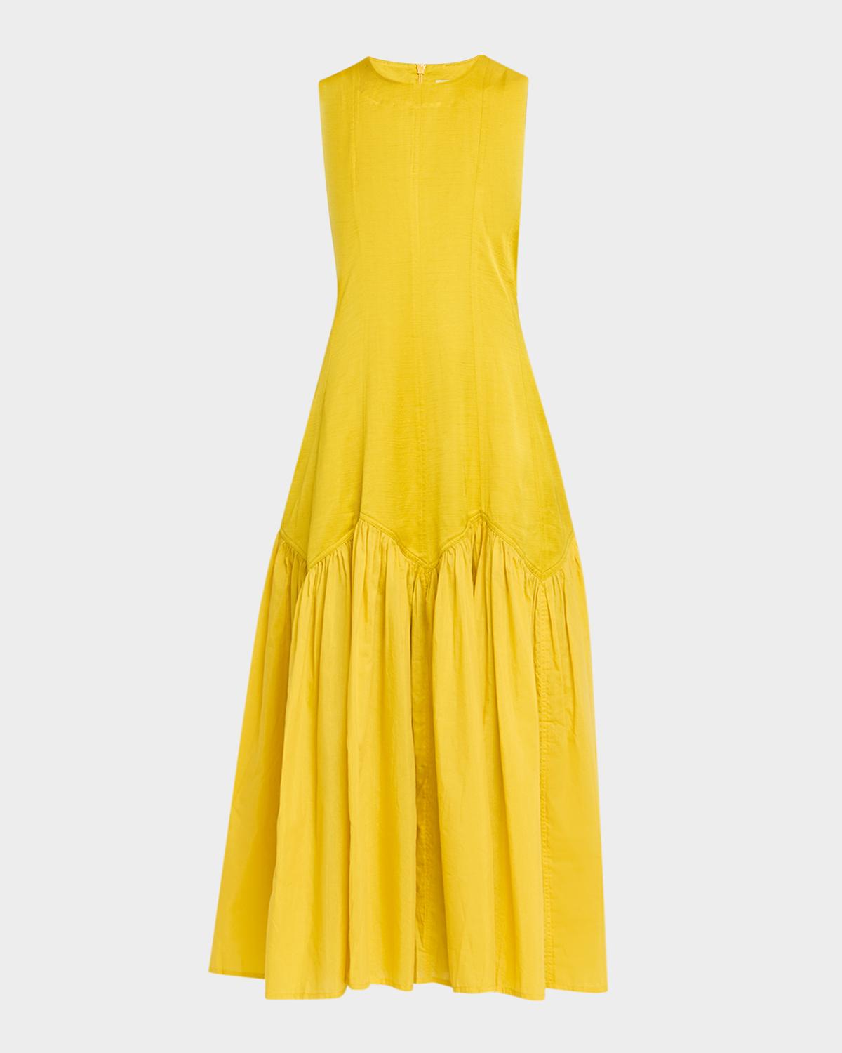 LOVEBIRDS Nira Sleeveless Flounce Cotton Midi Dress