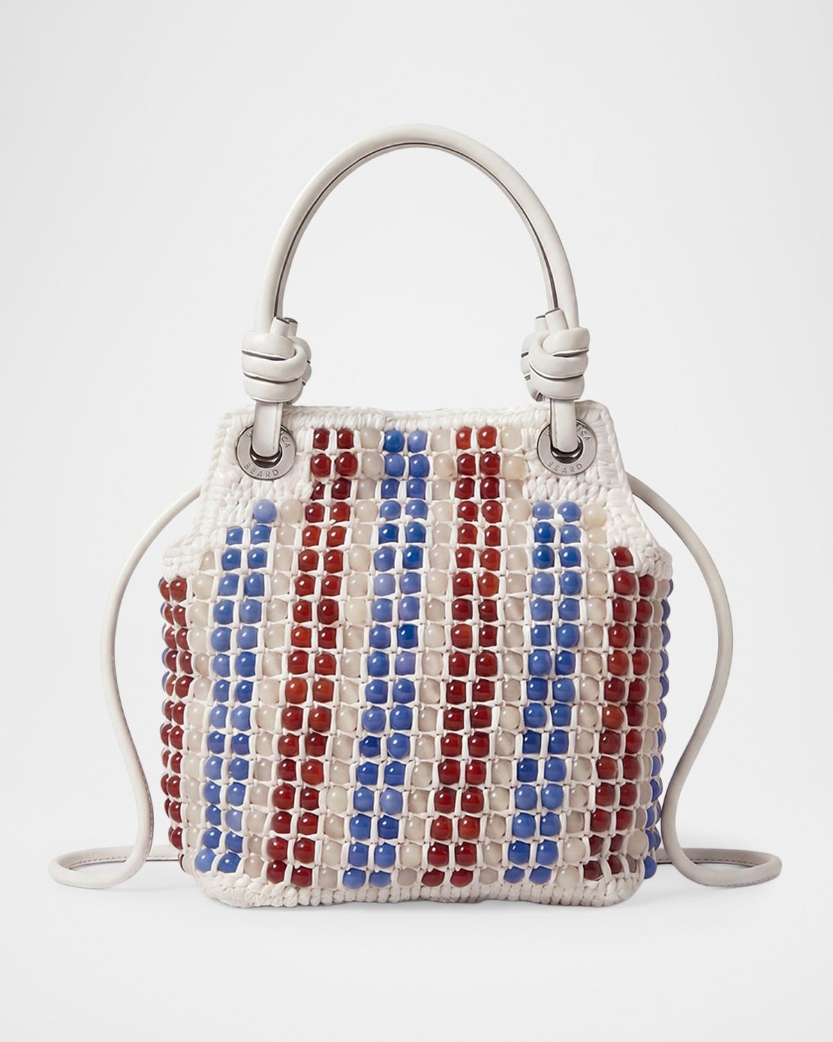 Slouch Small Beaded Raffia Top-Handle Bag