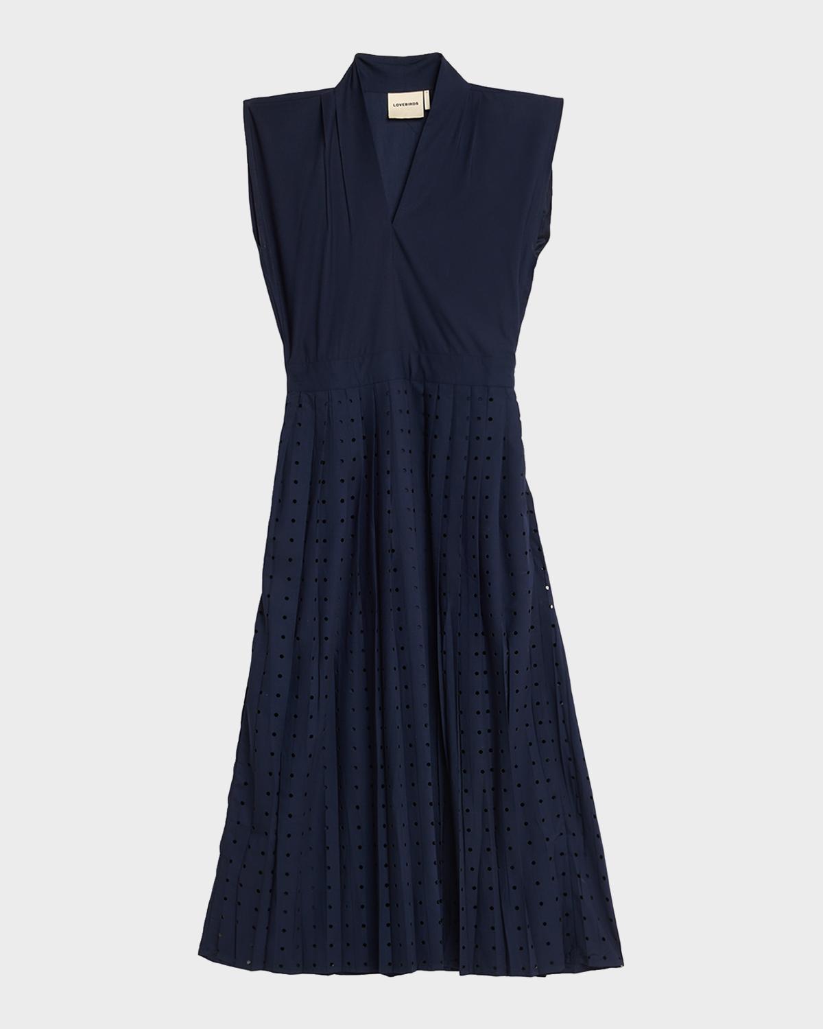 LOVEBIRDS Talis Pleated Cutout Midi Dress