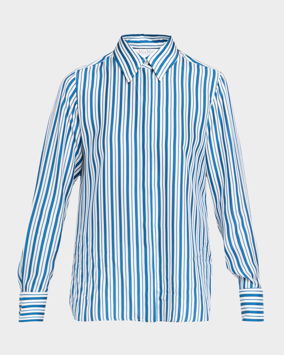 Max Mara Striped Silk Button-Down Shirt