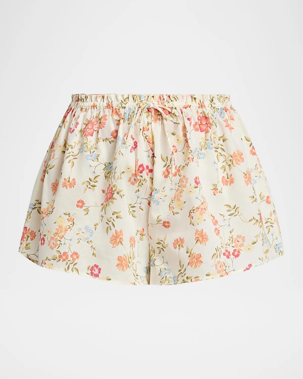 Amber Printed Cotton Sateen Shorts