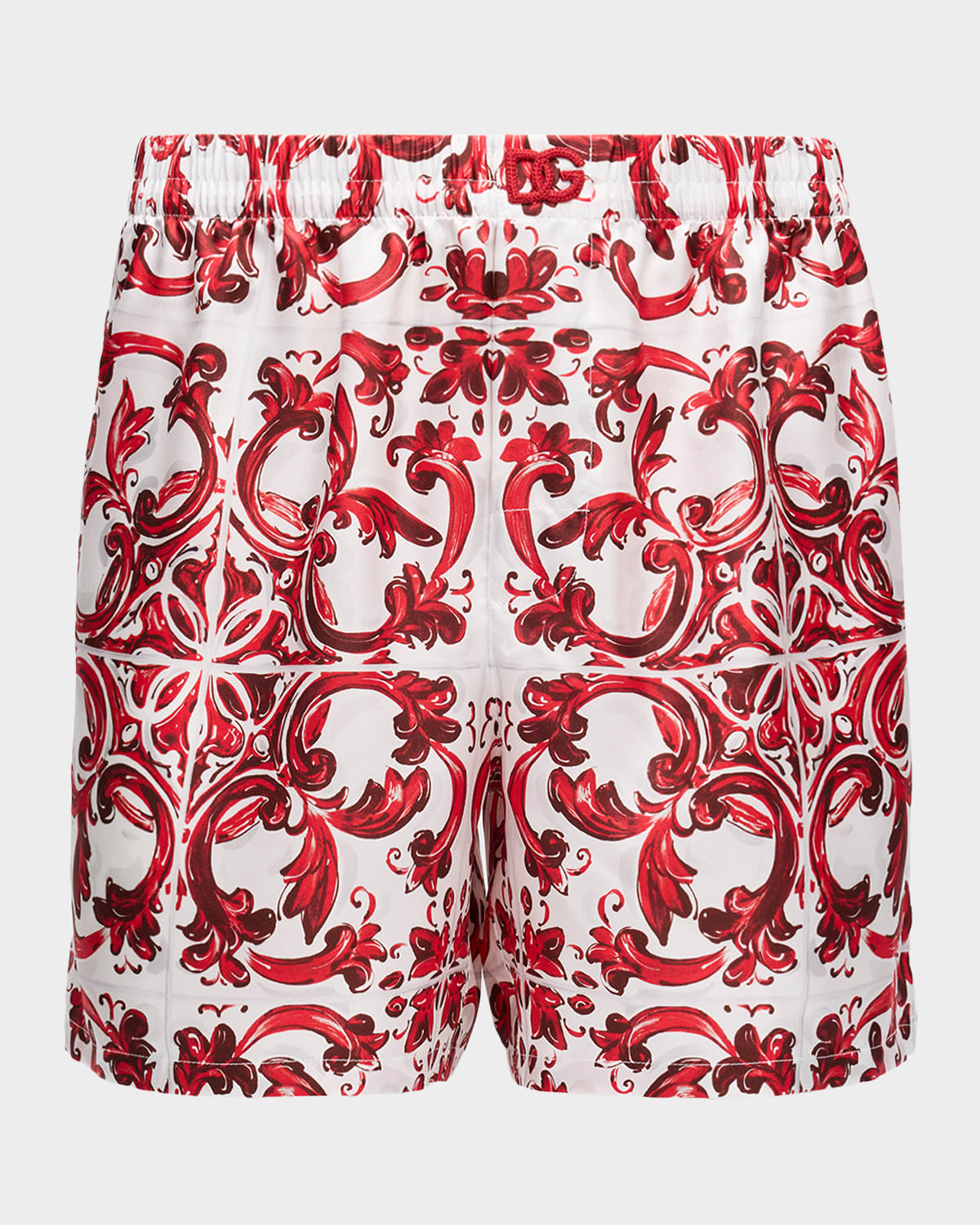 Dolce & Gabbana Men 's Maiolica Print Silk Swim Trunks | Thumbnail 4 Dolce & Gabbana Men 's Maiolica Print Silk Swim Trunks | Thumbnail 4