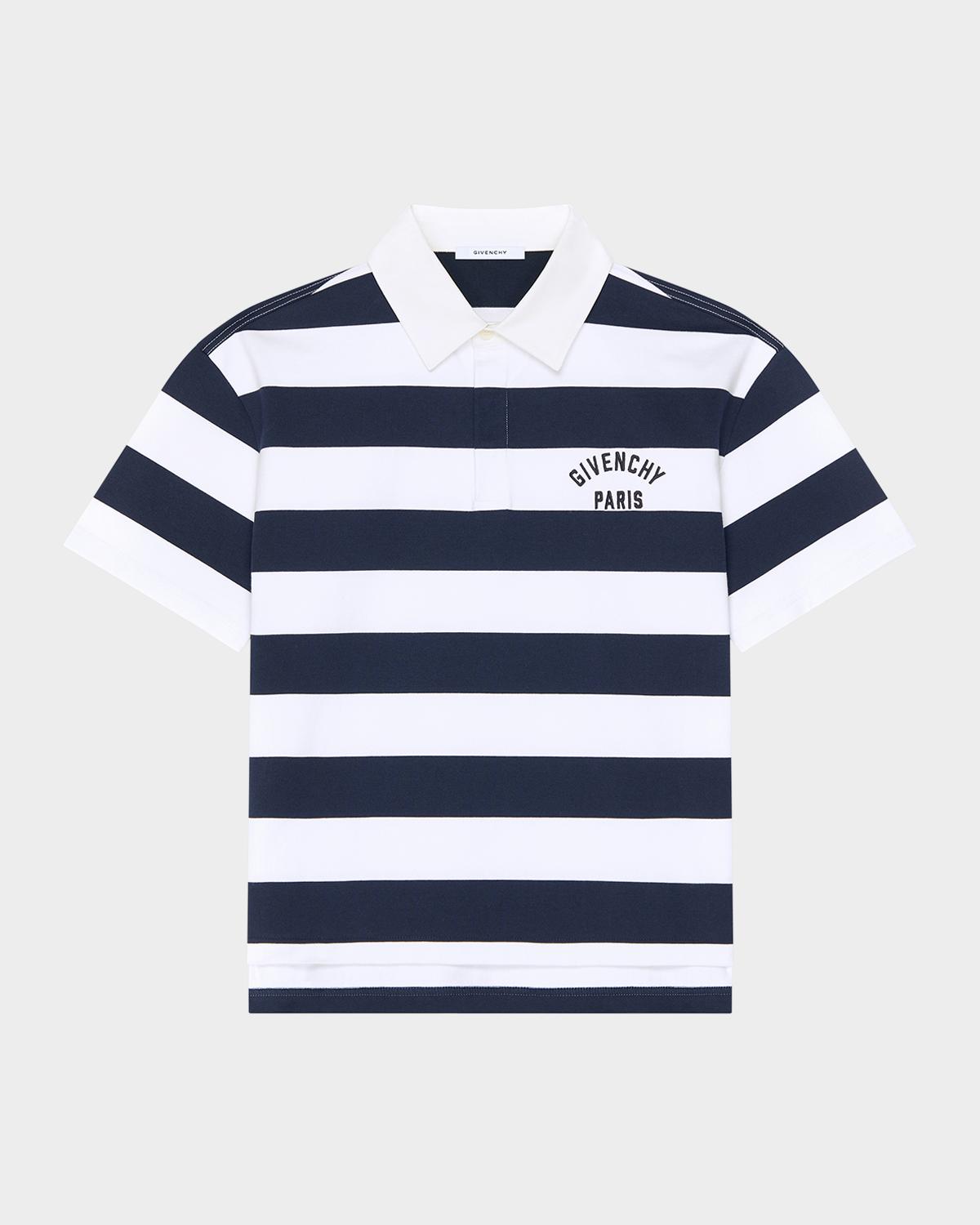 Givenchy Men's Sailor Stripe Logo Cotton Polo Shirt