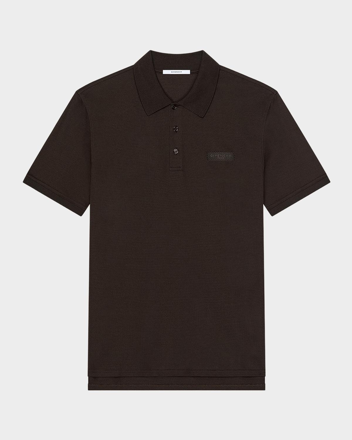 Givenchy Men & Apos;s Grosgrain Label Cotton Polo Shirt In Black