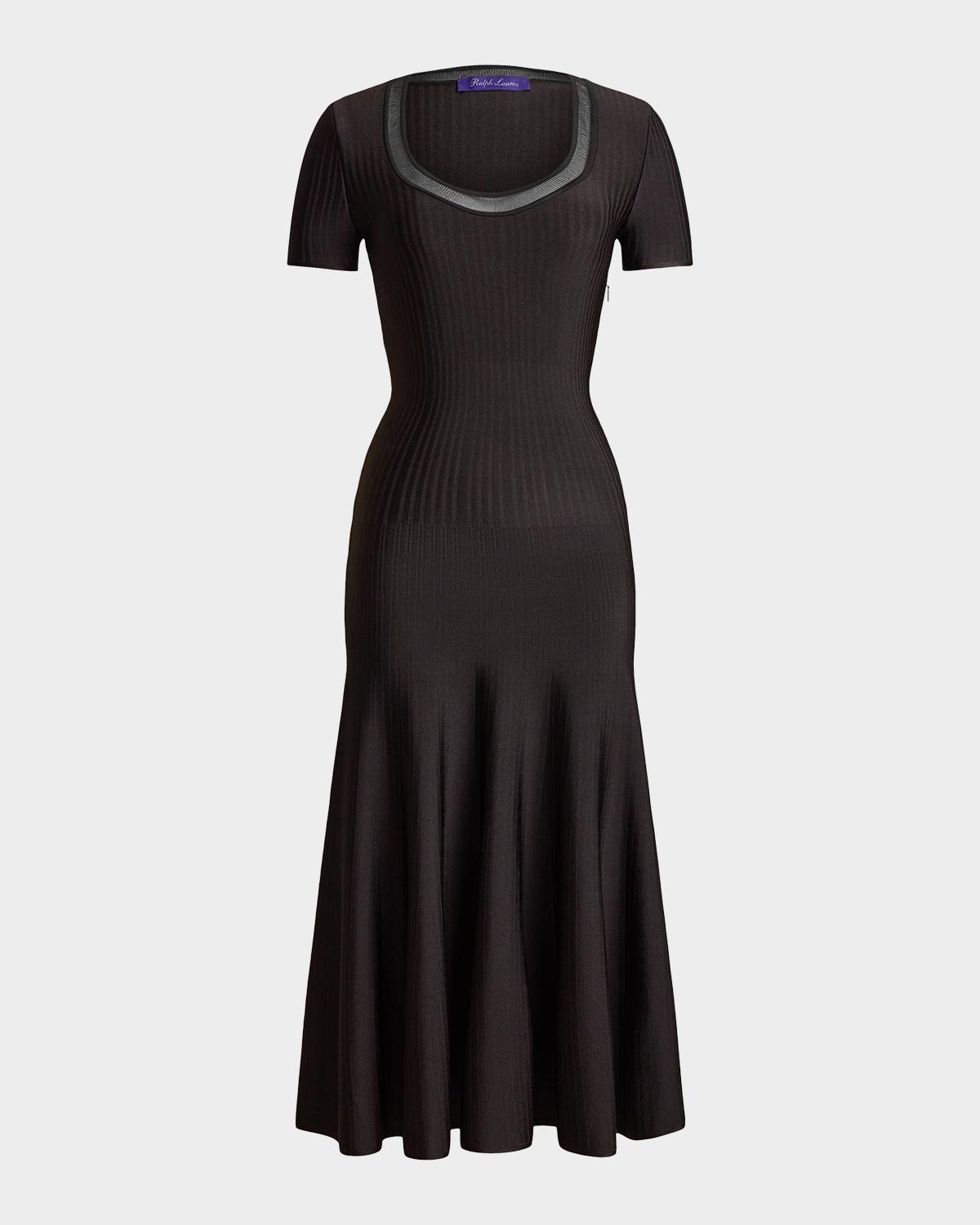 Ralph Lauren Collection Gwenn Sheer-Trim Sweater Day Dress