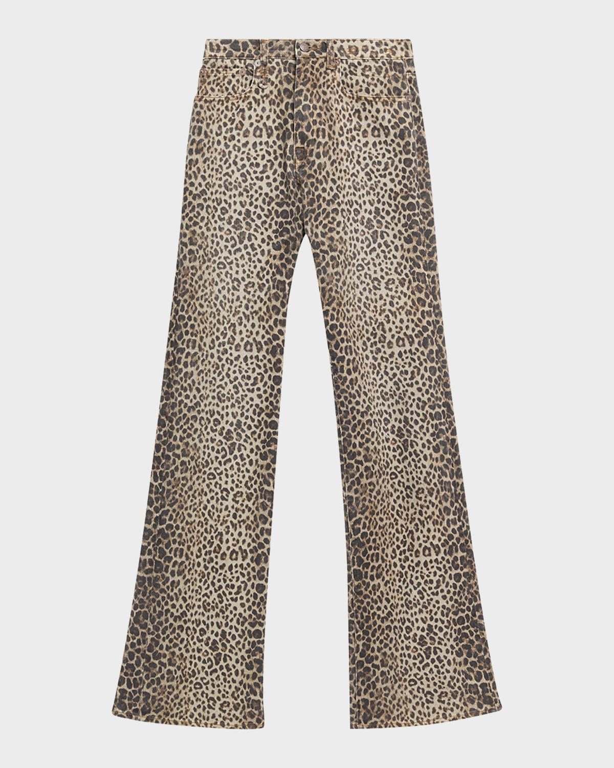R13 Jane Wide-Leg Leopard Jeans