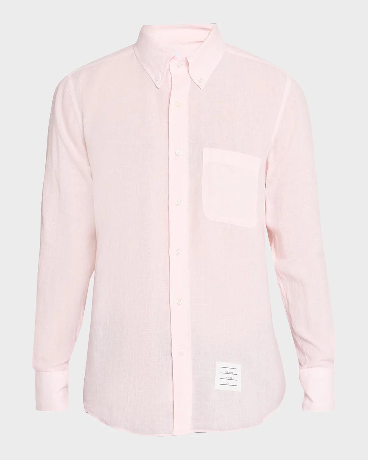 Thom Browne Men's Linen Garment Dyed Button-Down Shirt