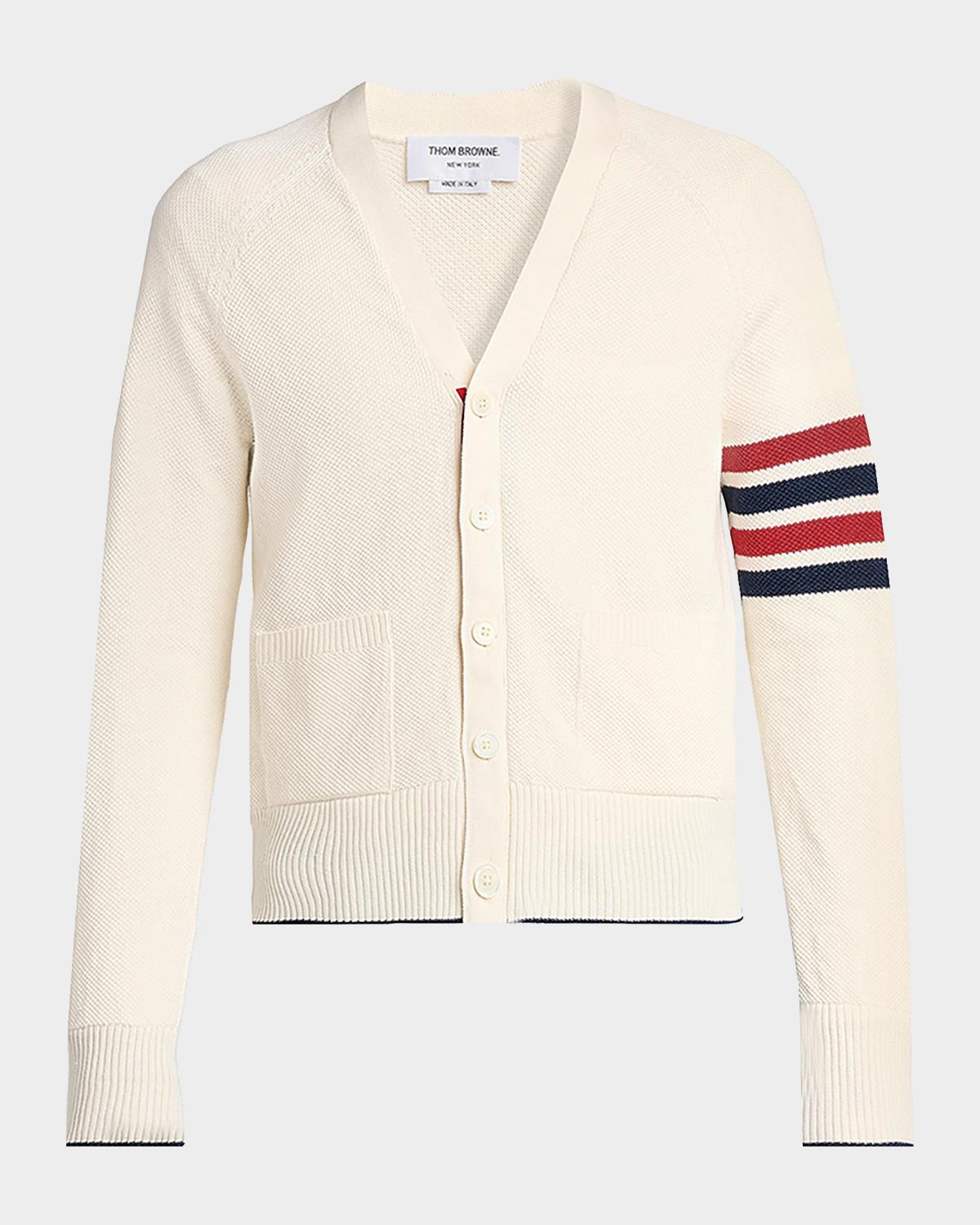 Thom Browne Men's Cotton and Linen 4-Bar Sleeve Cardigan